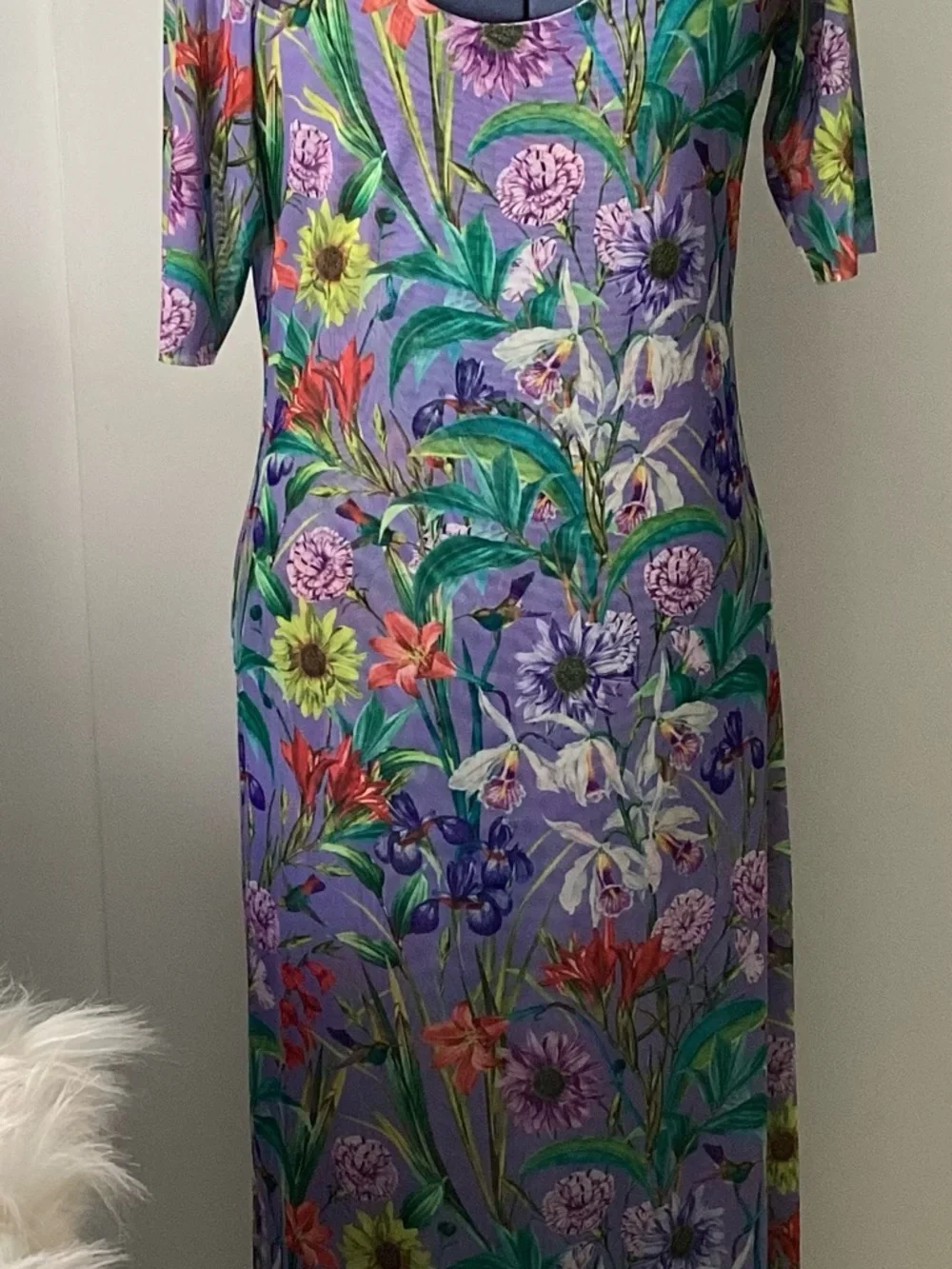Johnny Was Lavender Floral Maxi Dress with Multicolor Botanical Print - Picture 11 of 11